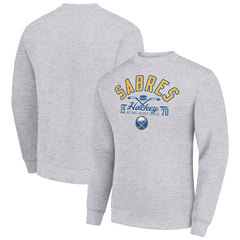 NHL Buffalo Sabres Starter Stick And Puck Logo Fleece Pullover Sweatshirt - Heather Gray