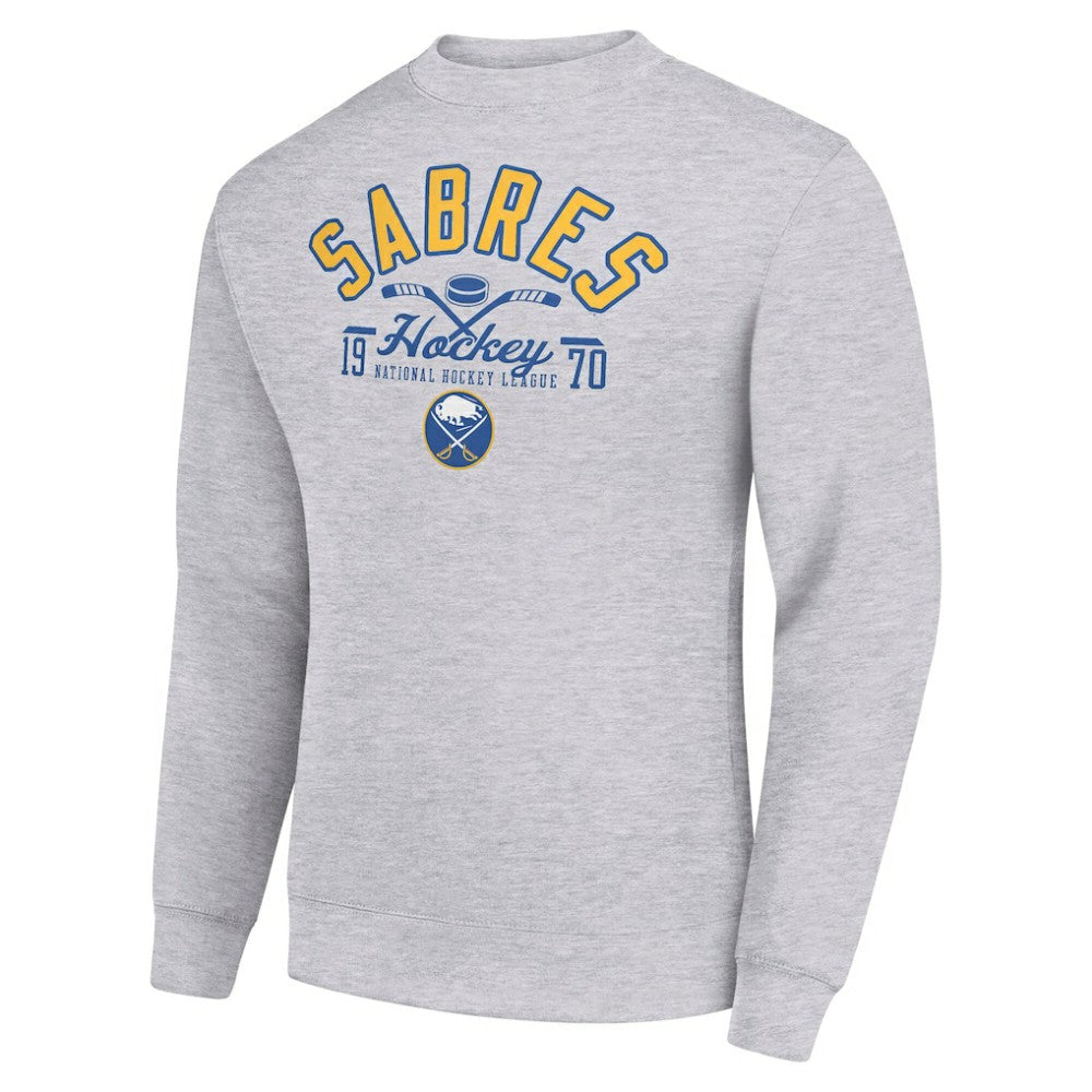 NHL Buffalo Sabres Starter Stick And Puck Logo Fleece Pullover Sweatshirt - Heather Gray
