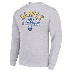 NHL Buffalo Sabres Starter Stick And Puck Logo Fleece Pullover Sweatshirt - Heather Gray