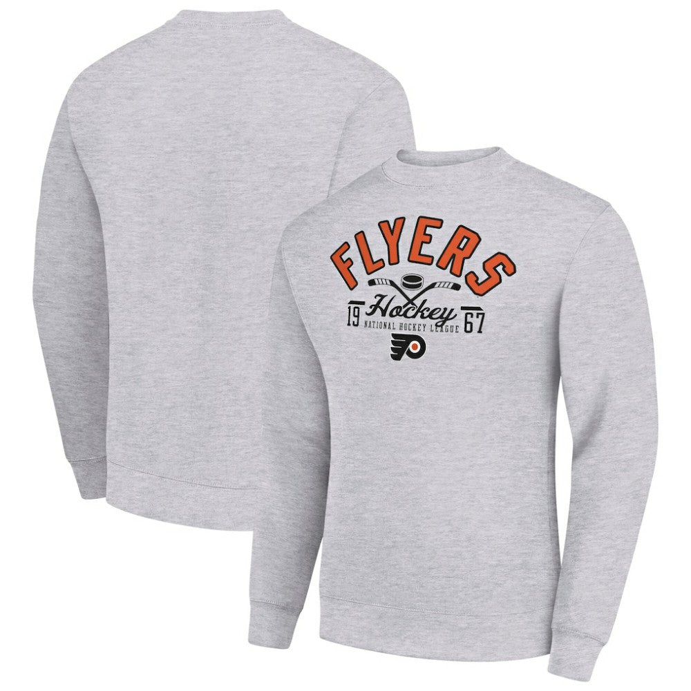 NHL Philadelphia Flyers Starter Stick And Puck Logo Fleece Pullover Sweatshirt - Heather Gray