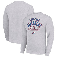 NHL Colorado Avalanche Starter Stick And Puck Logo Fleece Pullover Sweatshirt - Heather Gray