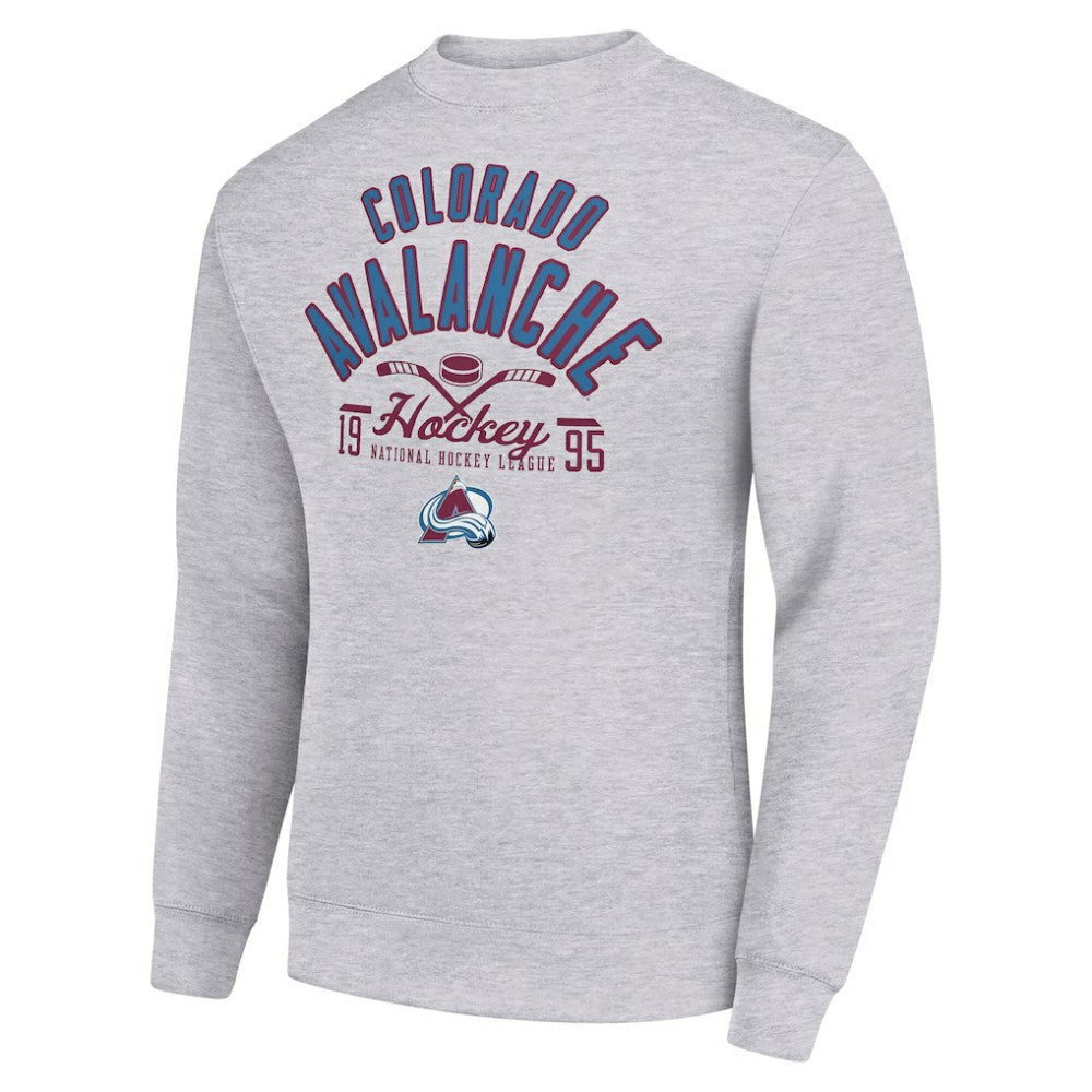 NHL Colorado Avalanche Starter Stick And Puck Logo Fleece Pullover Sweatshirt - Heather Gray