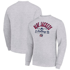 NHL Columbus Blue Jackets Starter Stick And Puck Logo Fleece Pullover Sweatshirt - Heather Gray