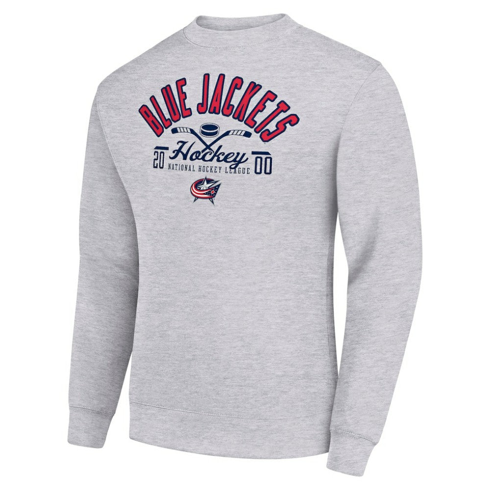 NHL Columbus Blue Jackets Starter Stick And Puck Logo Fleece Pullover Sweatshirt - Heather Gray