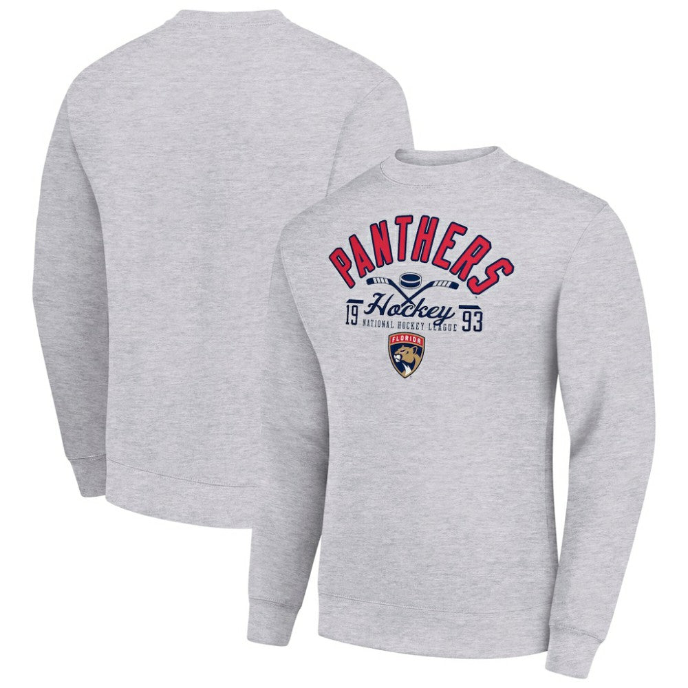 NHL Florida Panthers Starter Stick And Puck Logo Fleece Pullover Sweatshirt - Heather Gray