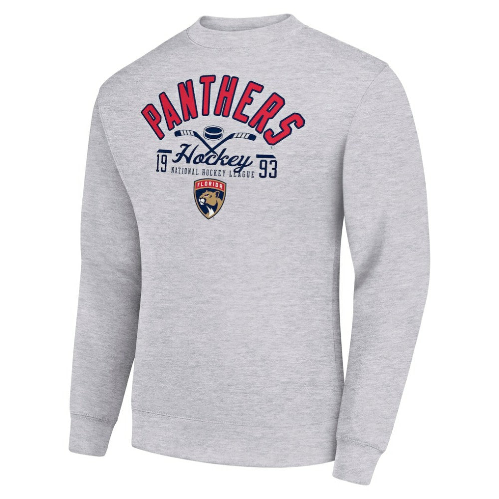NHL Florida Panthers Starter Stick And Puck Logo Fleece Pullover Sweatshirt - Heather Gray