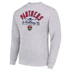 NHL Florida Panthers Starter Stick And Puck Logo Fleece Pullover Sweatshirt - Heather Gray