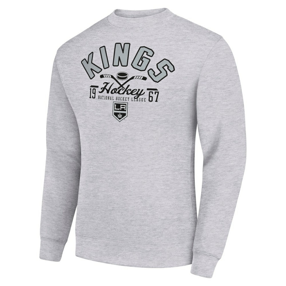 NHL Los Angeles Kings Starter Stick And Puck Logo Fleece Pullover Sweatshirt - Heather Gray