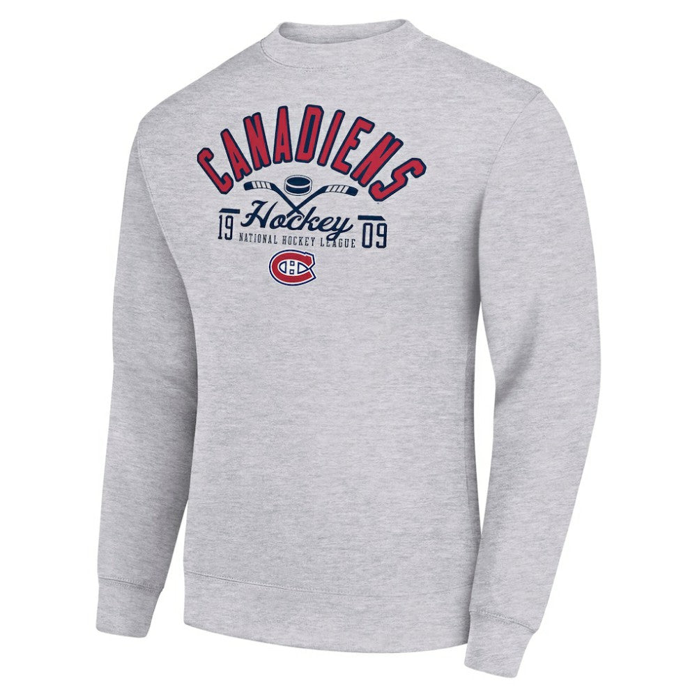 NHL Montreal Canadiens Starter Stick And Puck Logo Fleece Pullover Sweatshirt - Heather Gray