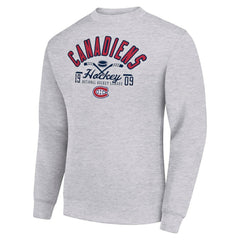 NHL Montreal Canadiens Starter Stick And Puck Logo Fleece Pullover Sweatshirt - Heather Gray