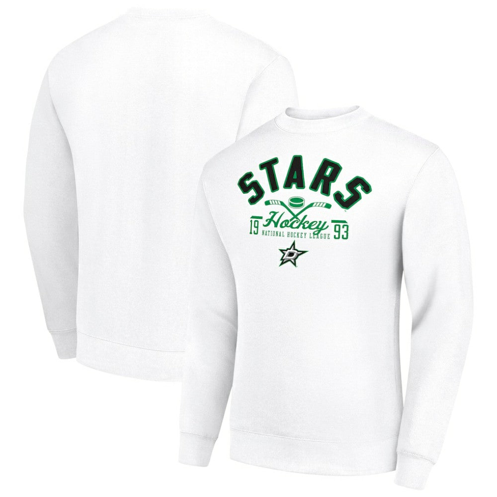 NHL Dallas Stars Starter Stick And Puck Logo Fleece Pullover Sweatshirt - White
