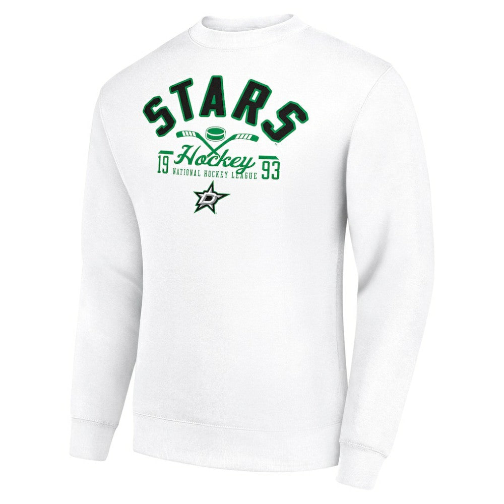 NHL Dallas Stars Starter Stick And Puck Logo Fleece Pullover Sweatshirt - White