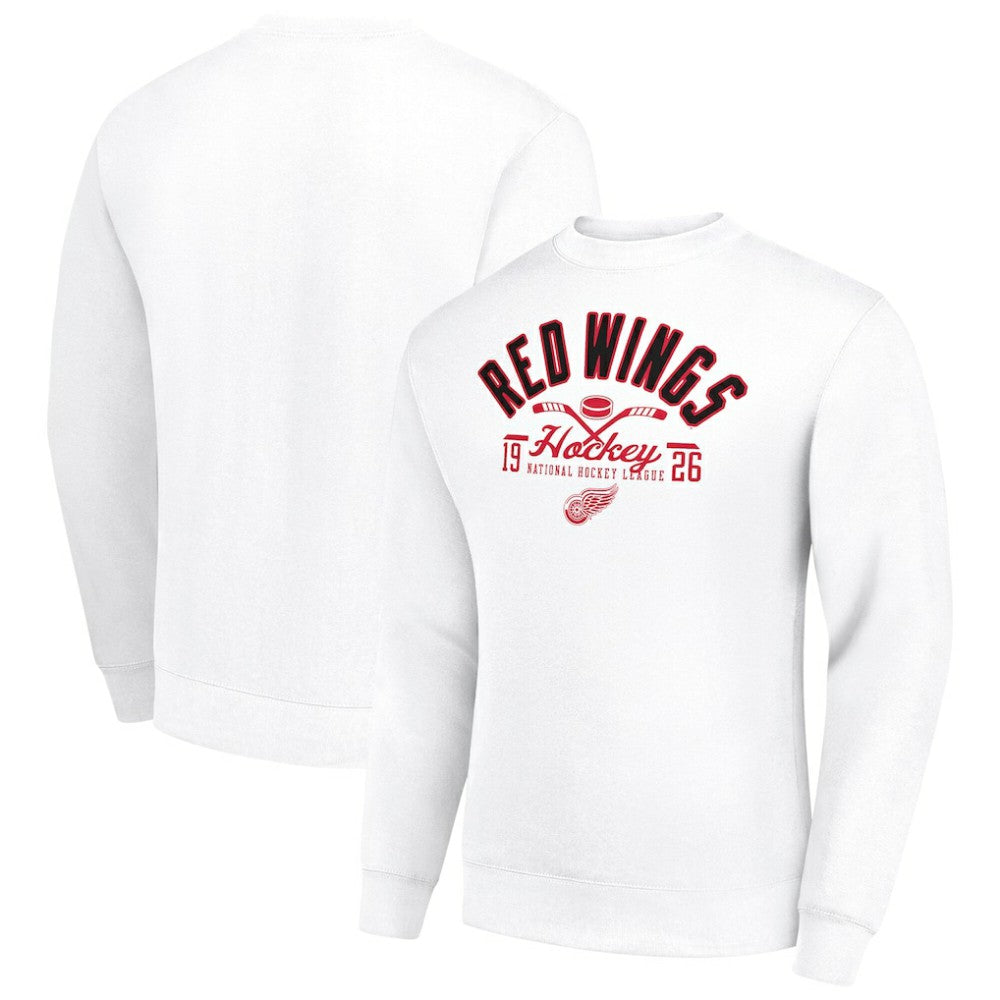 NHL Detroit Red Wings Starter Stick And Puck Logo Fleece Pullover Sweatshirt - White
