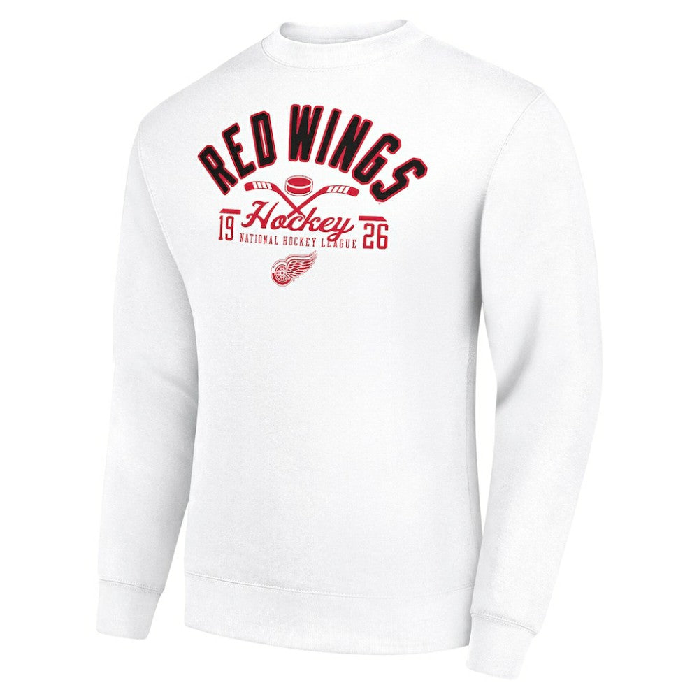 NHL Detroit Red Wings Starter Stick And Puck Logo Fleece Pullover Sweatshirt - White