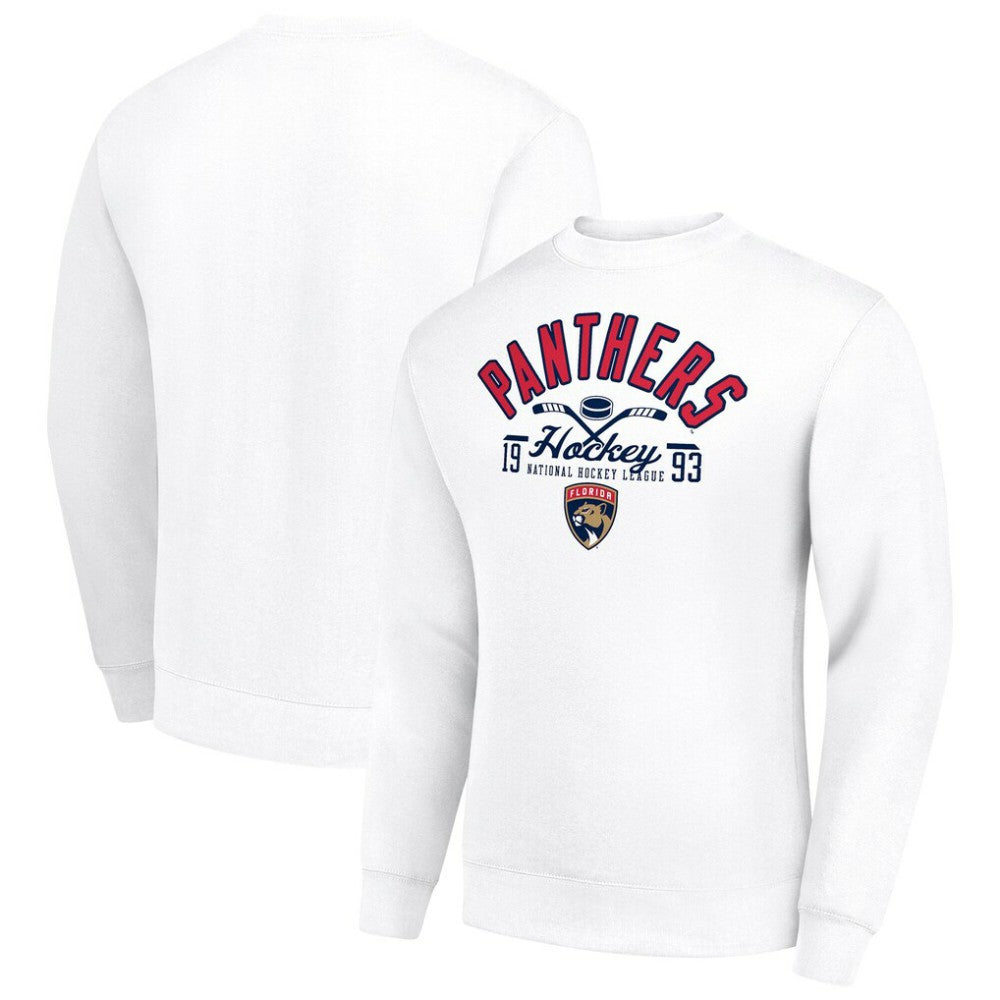 NHL Florida Panthers Starter Stick And Puck Logo Fleece Pullover Sweatshirt - White