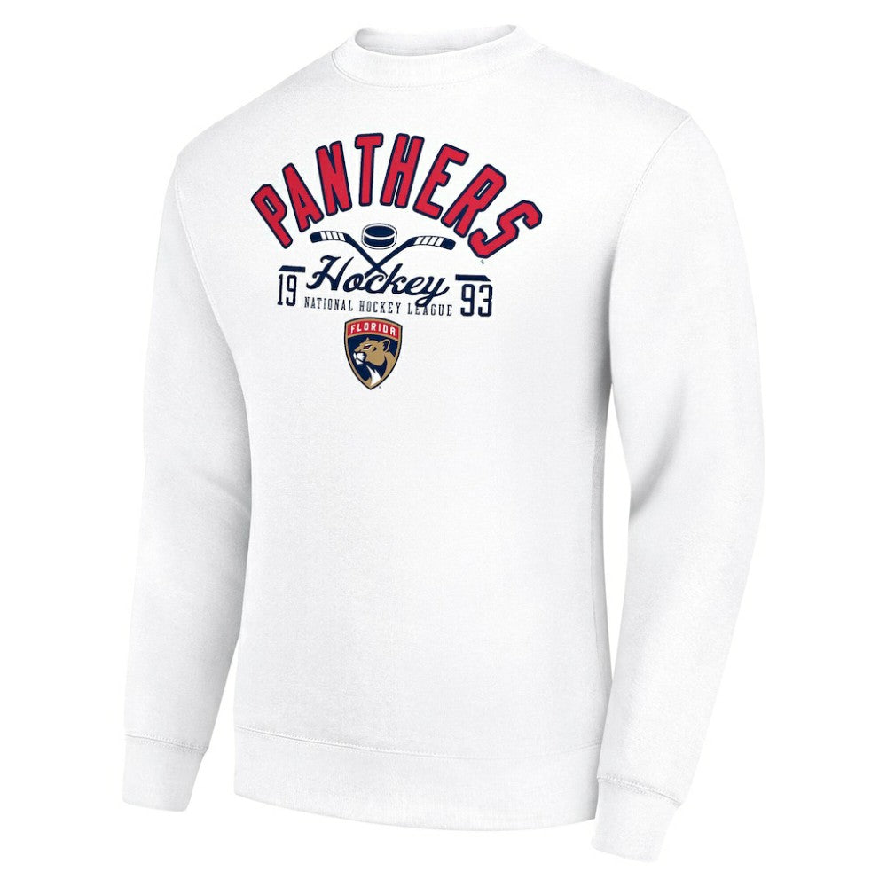 NHL Florida Panthers Starter Stick And Puck Logo Fleece Pullover Sweatshirt - White