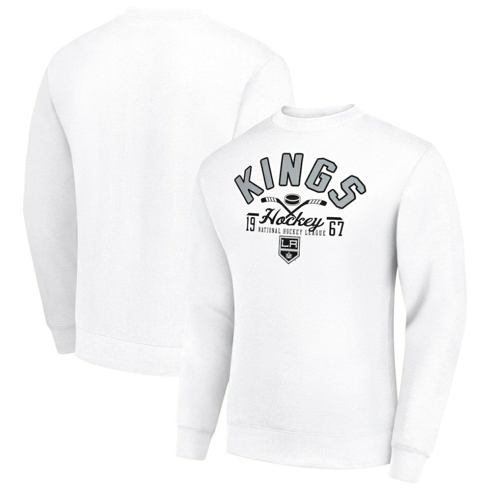 NHL Los Angeles Kings Starter Stick And Puck Logo Fleece Pullover Sweatshirt - White