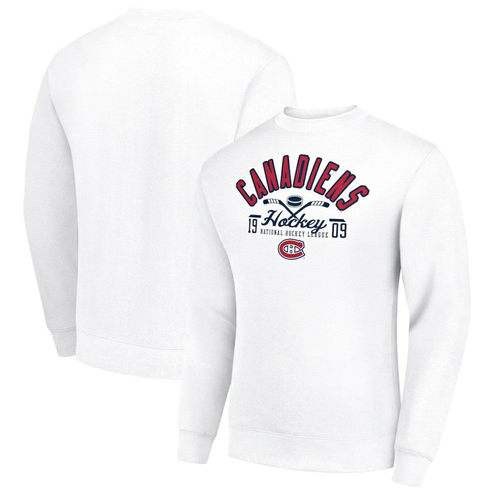 NHL Montreal Canadiens Starter Stick And Puck Logo Fleece Pullover Sweatshirt - White