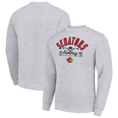 NHL Ottawa Senators Starter Stick And Puck Logo Fleece Pullover Sweatshirt - Heather Gray