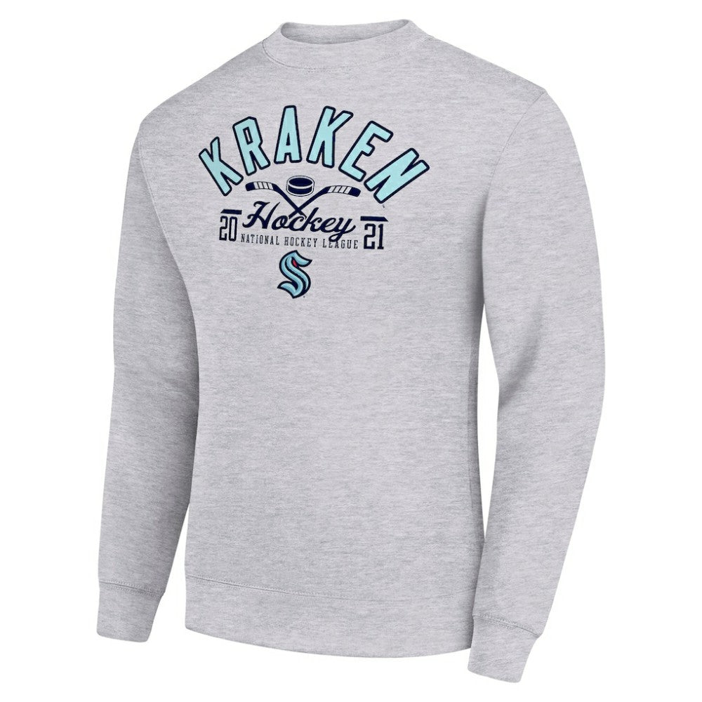 NHL Seattle Kraken Starter Stick And Puck Logo Fleece Pullover Sweatshirt - Heather Gray