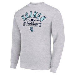 NHL Seattle Kraken Starter Stick And Puck Logo Fleece Pullover Sweatshirt - Heather Gray