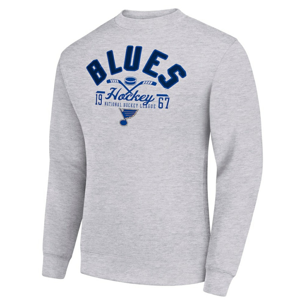 NHL St. Louis Blues Starter Stick And Puck Logo Fleece Pullover Sweatshirt - Heather Gray