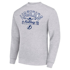 NHL Tampa Bay Lightning Starter Stick And Puck Logo Fleece Pullover Sweatshirt - Heather Gray
