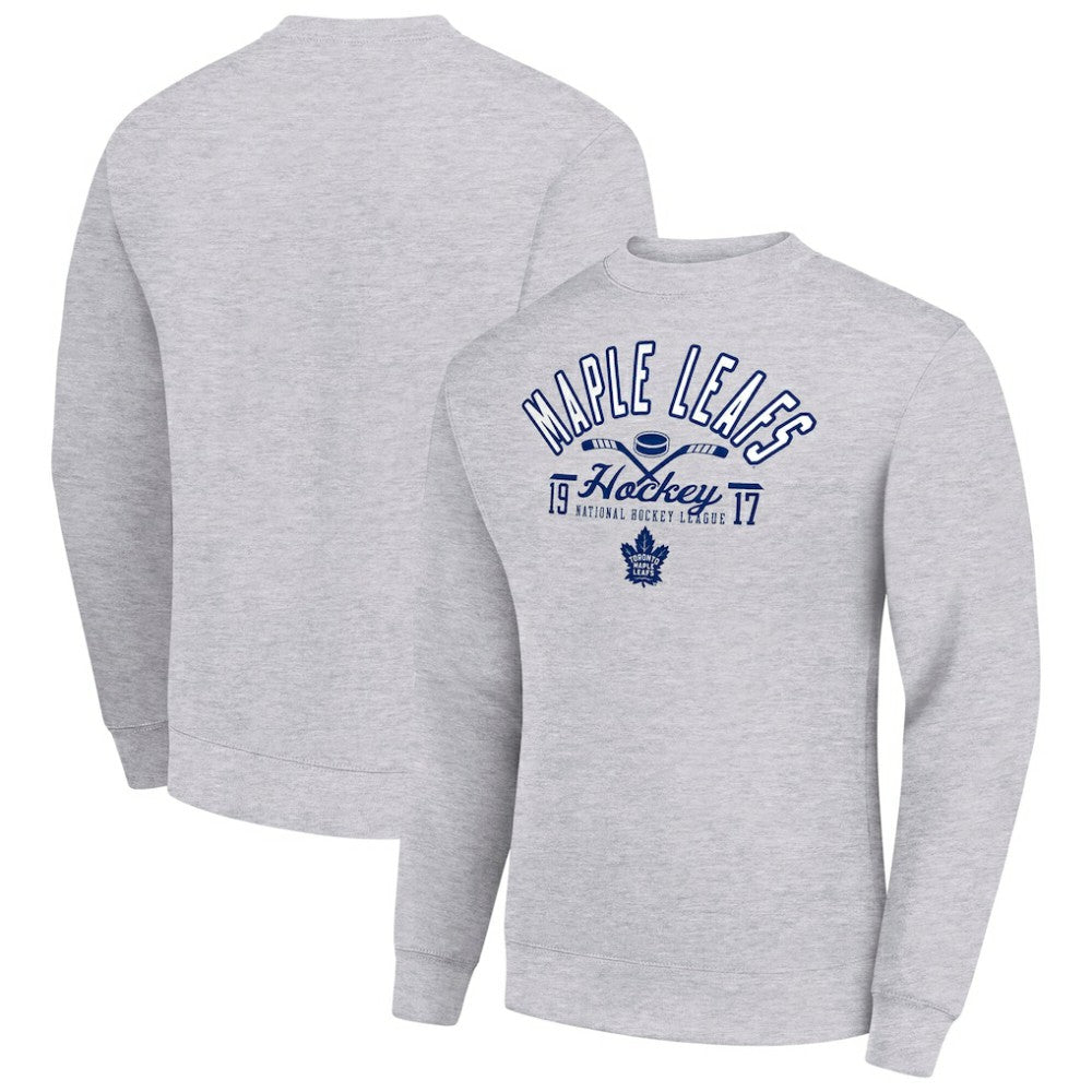 NHL Toronto Maple Leafs Starter Stick And Puck Logo Fleece Pullover Sweatshirt - Heather Gray