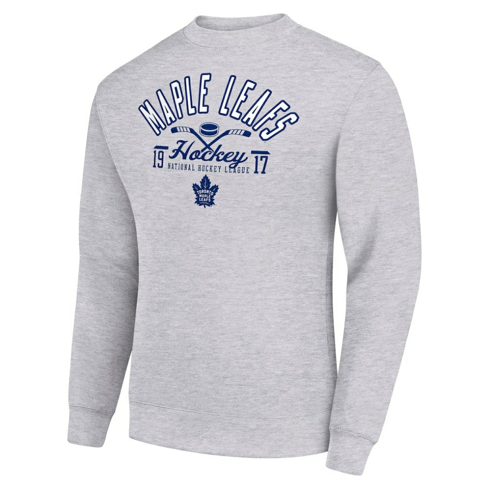NHL Toronto Maple Leafs Starter Stick And Puck Logo Fleece Pullover Sweatshirt - Heather Gray