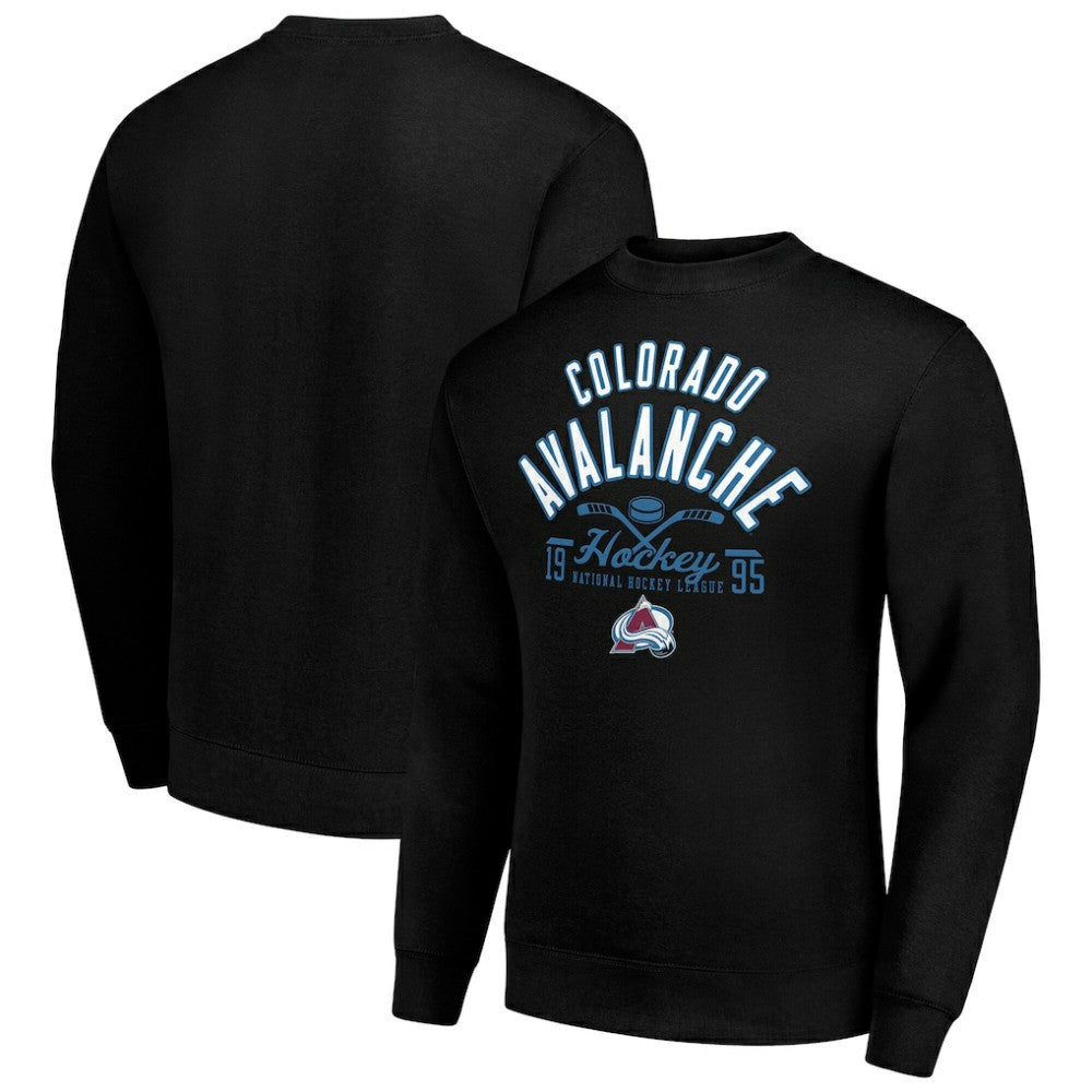 NHL Colorado Avalanche Starter Stick And Puck Logo Fleece Pullover Sweatshirt - Black