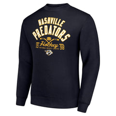 NHL Nashville Predators Starter Stick And Puck Logo Fleece Pullover Sweatshirt - Navy