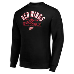 NHL Detroit Red Wings Starter Stick And Puck Logo Fleece Pullover Sweatshirt - Black