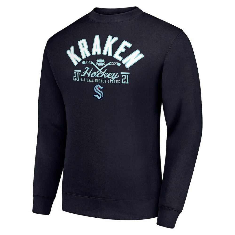 NHL Seattle Kraken Starter Stick And Puck Logo Fleece Pullover Sweatshirt - Navy