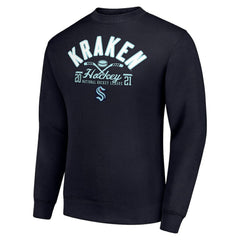 NHL Seattle Kraken Starter Stick And Puck Logo Fleece Pullover Sweatshirt - Navy