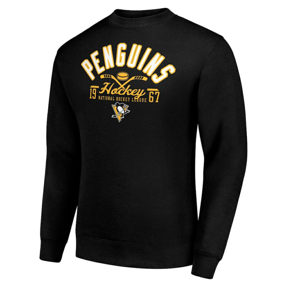 NHL Pittsburgh Penguins Starter Stick And Puck Logo Fleece Pullover Sweatshirt - Black