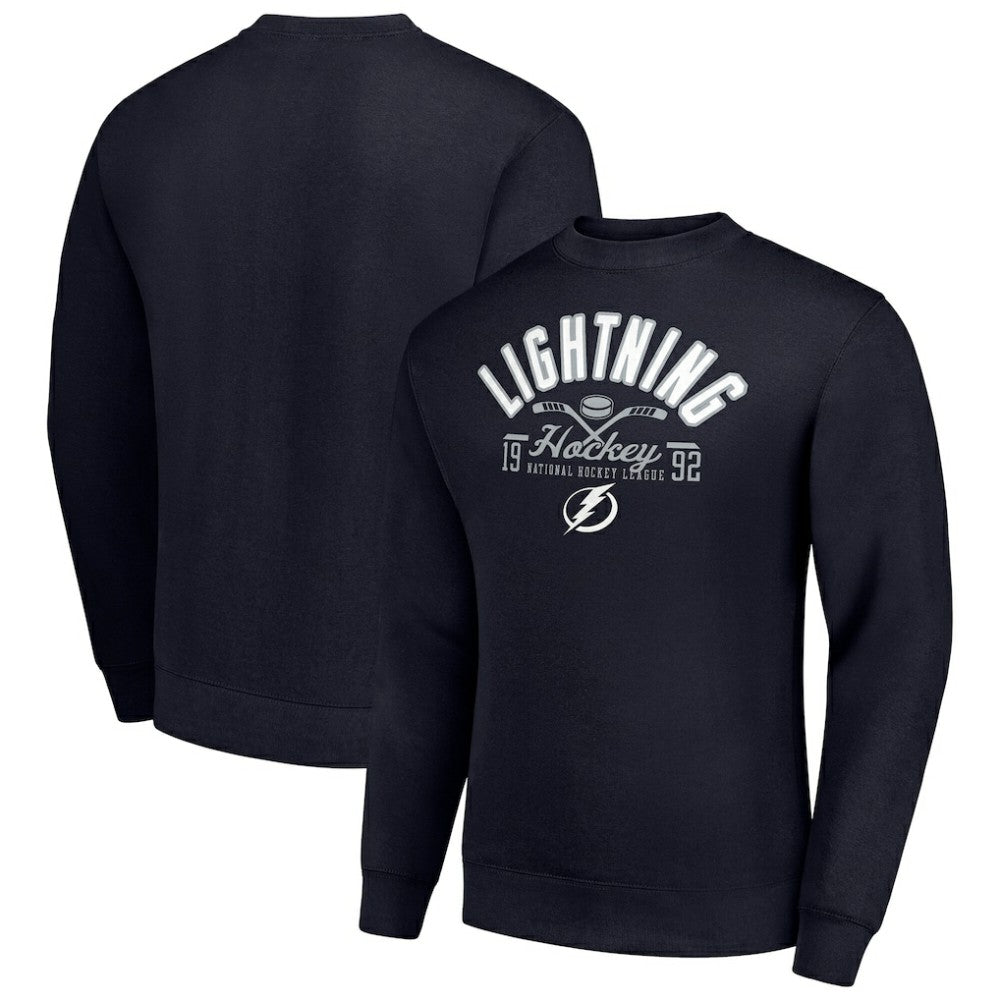 NHL Tampa Bay Lightning Starter Stick And Puck Logo Fleece Pullover Sweatshirt - Navy