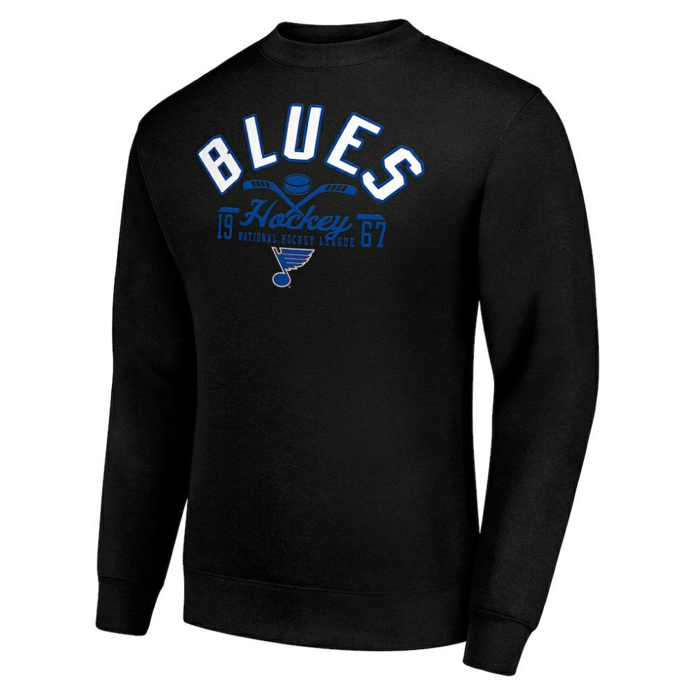 NHL St. Louis Blues Starter Stick And Puck Logo Fleece Pullover Sweatshirt - Black