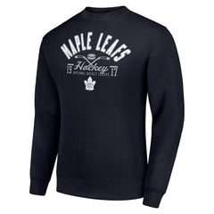 NHL Toronto Maple Leafs Starter Stick And Puck Logo Fleece Pullover Sweatshirt - Navy