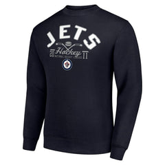 NHL Winnipeg Jets Starter Stick And Puck Logo Fleece Pullover Sweatshirt - Navy