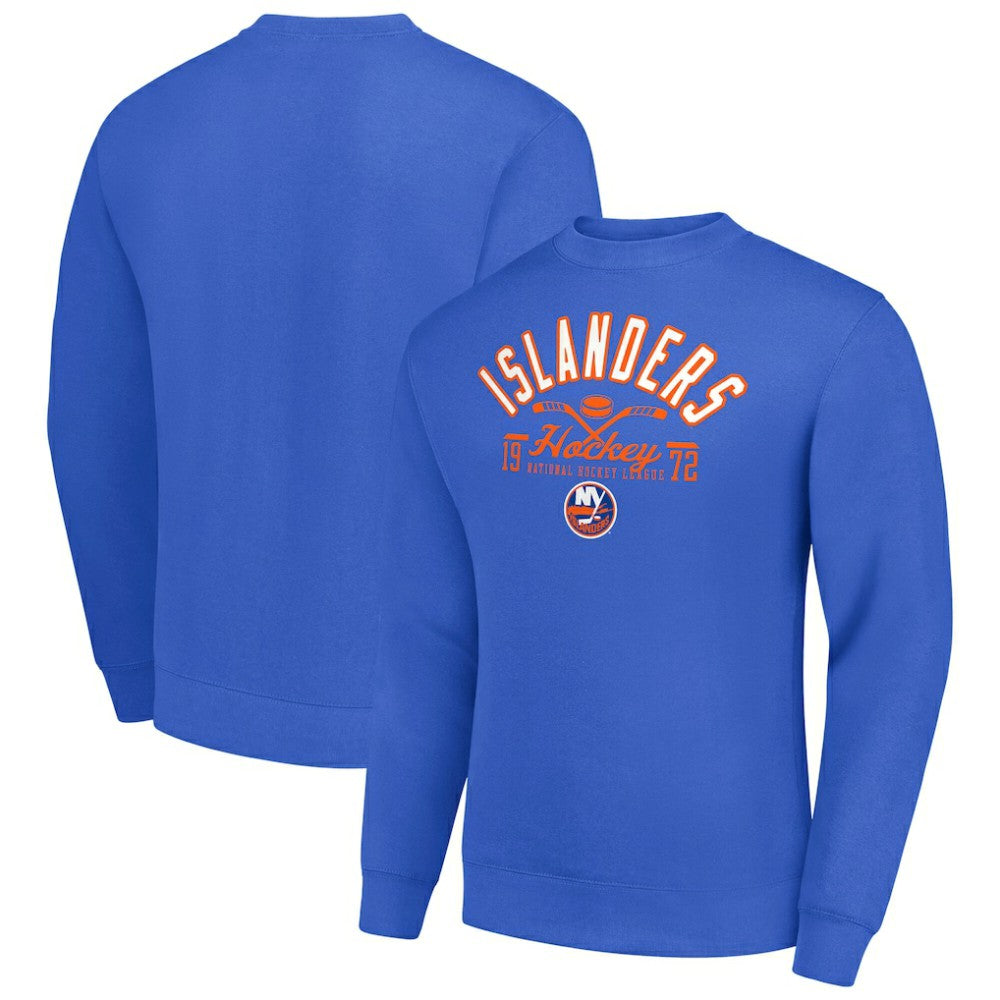 NHL New York Islanders Starter Stick And Puck Logo Fleece Pullover Sweatshirt - Royal