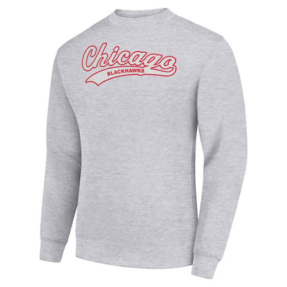 NHL Chicago Blackhawks Starter  Tailsweep City Pullover Sweatshirt - Heather Gray
