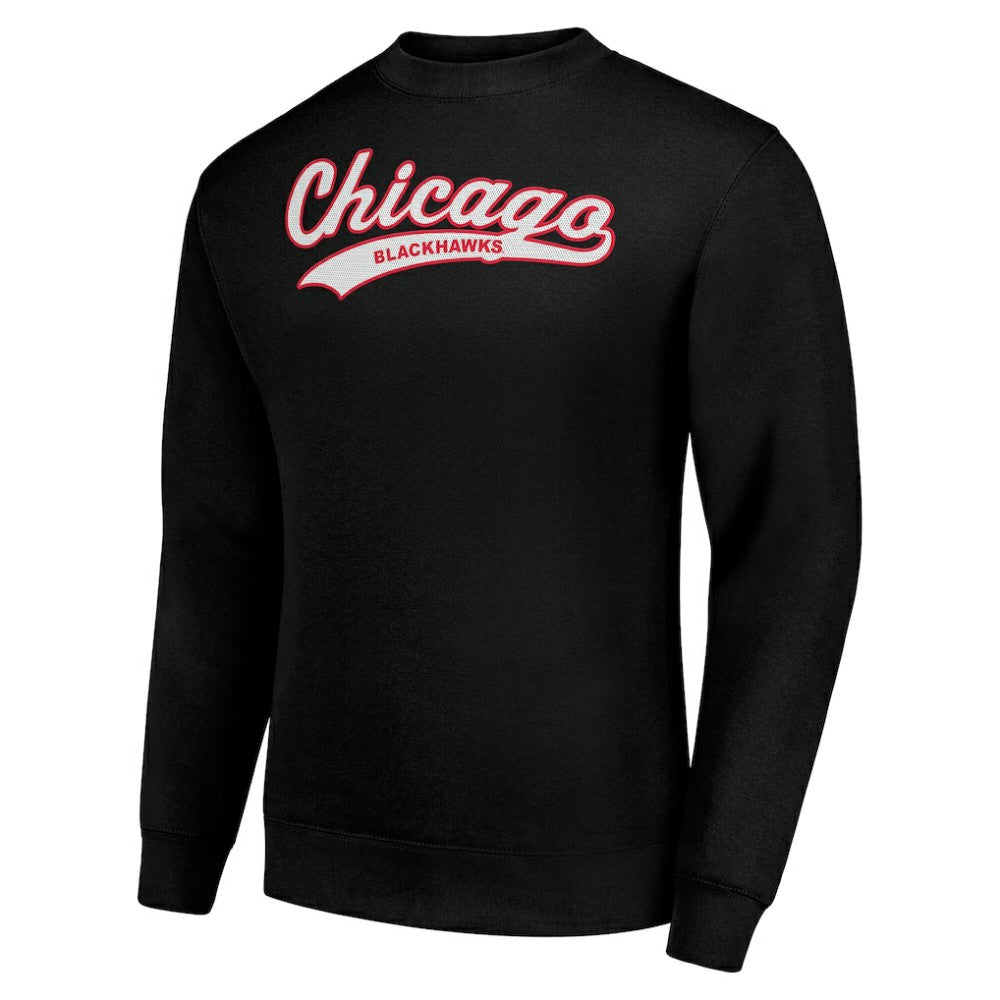 NHL Chicago Blackhawks Starter  Tailsweep City Pullover Sweatshirt - Black