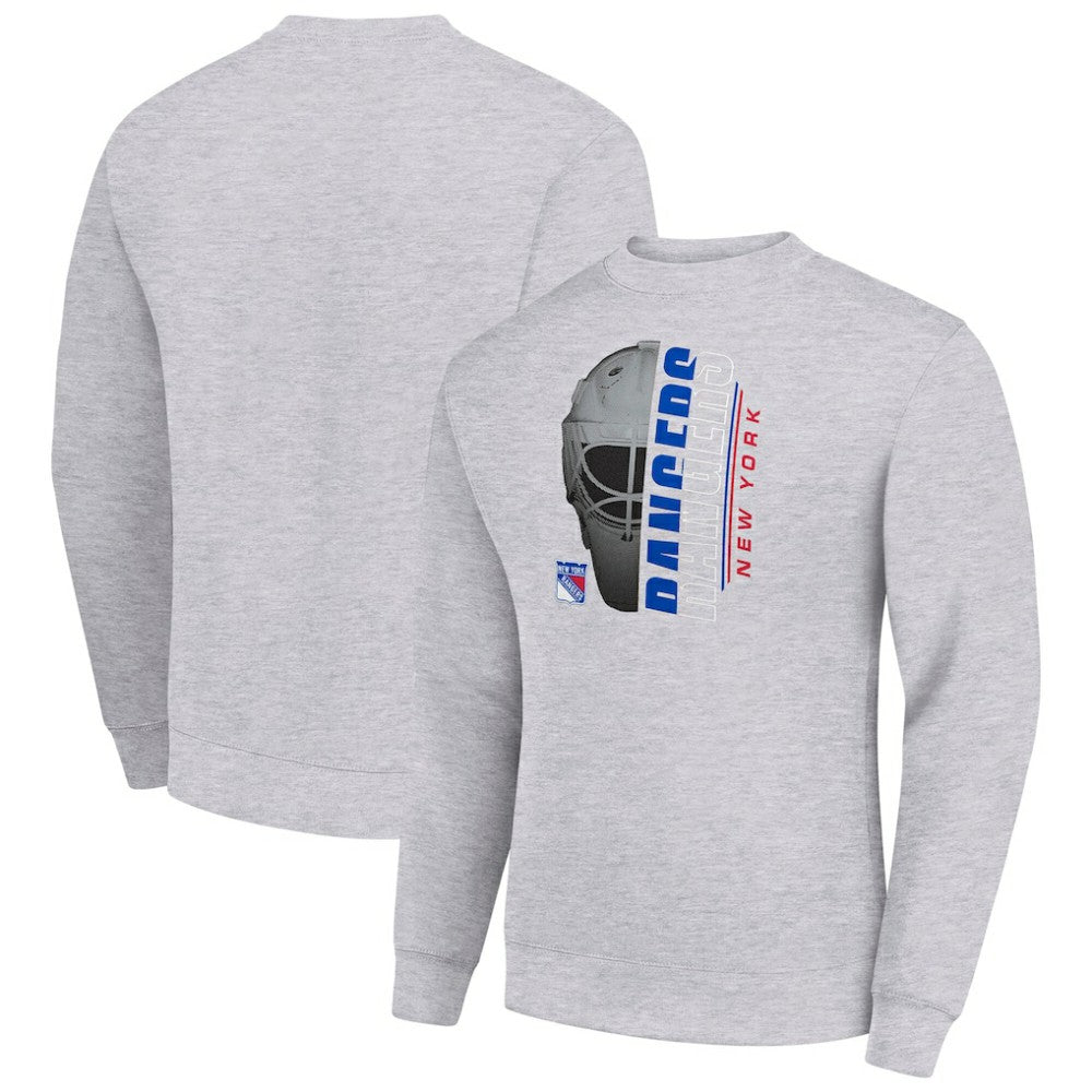 NHL New York Rangers Starter  Half Helmet Team Logo Pullover Sweatshirt - Heather Gray
