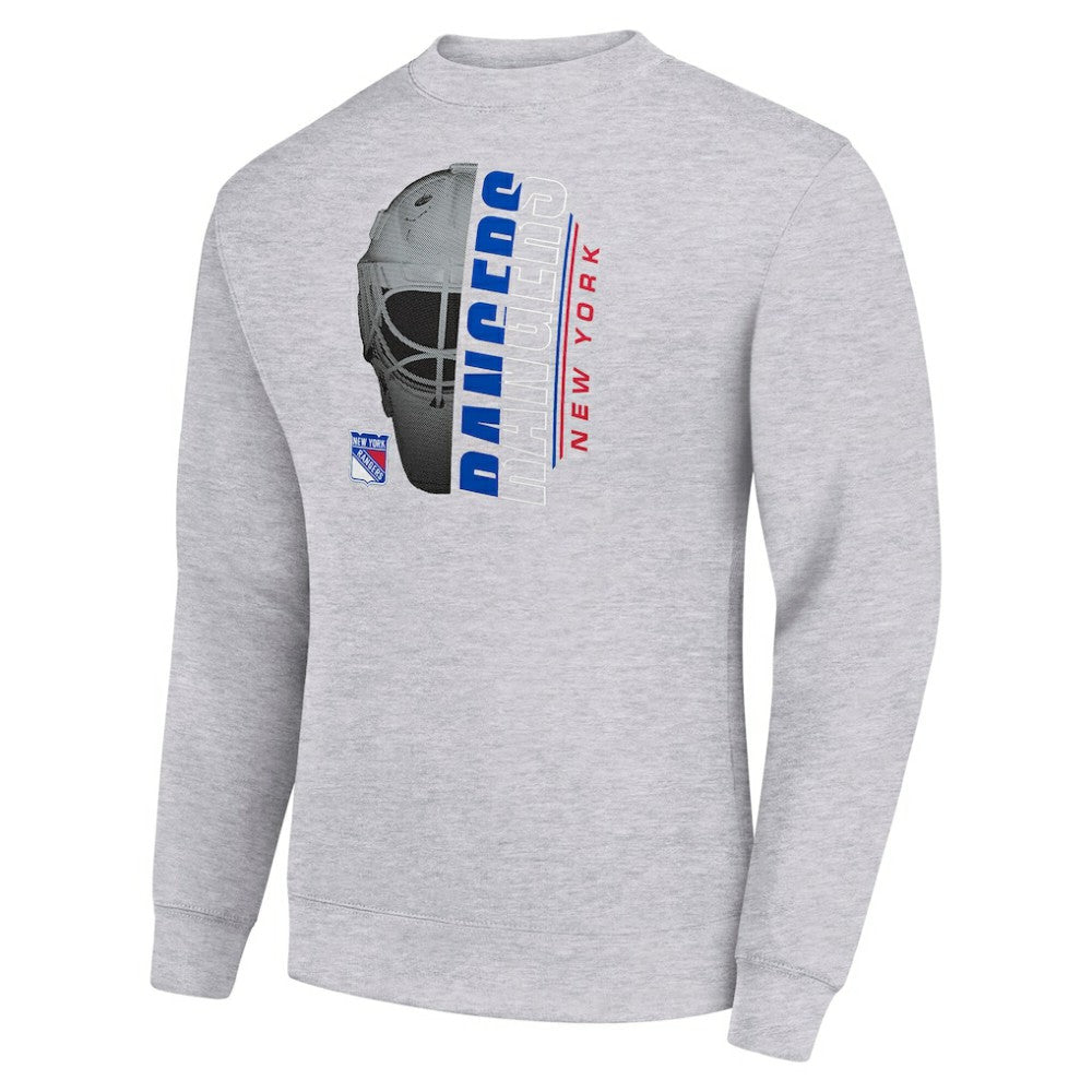 NHL New York Rangers Starter  Half Helmet Team Logo Pullover Sweatshirt - Heather Gray