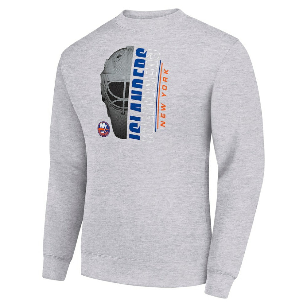 NHL New York Islanders Starter  Half Helmet Team Logo Pullover Sweatshirt - Heather Gray