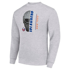 NHL New York Islanders Starter  Half Helmet Team Logo Pullover Sweatshirt - Heather Gray