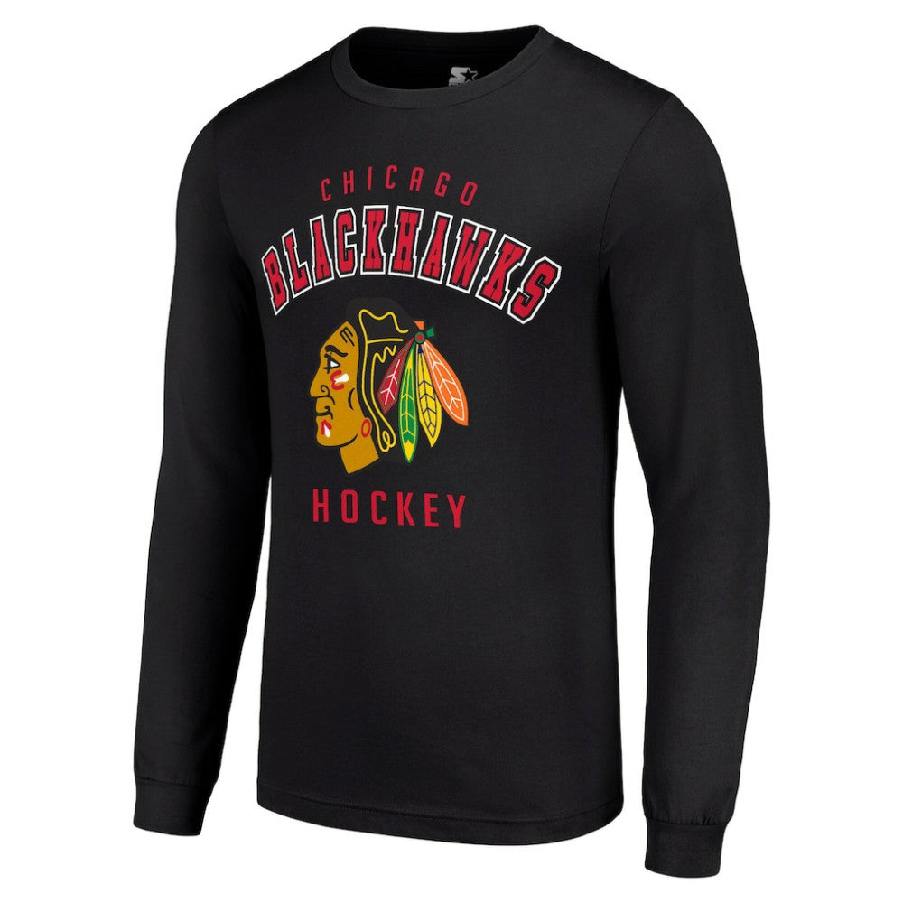 NHL Chicago Blackhawks Starter Logo Long Sleeve T-Shirt - Black