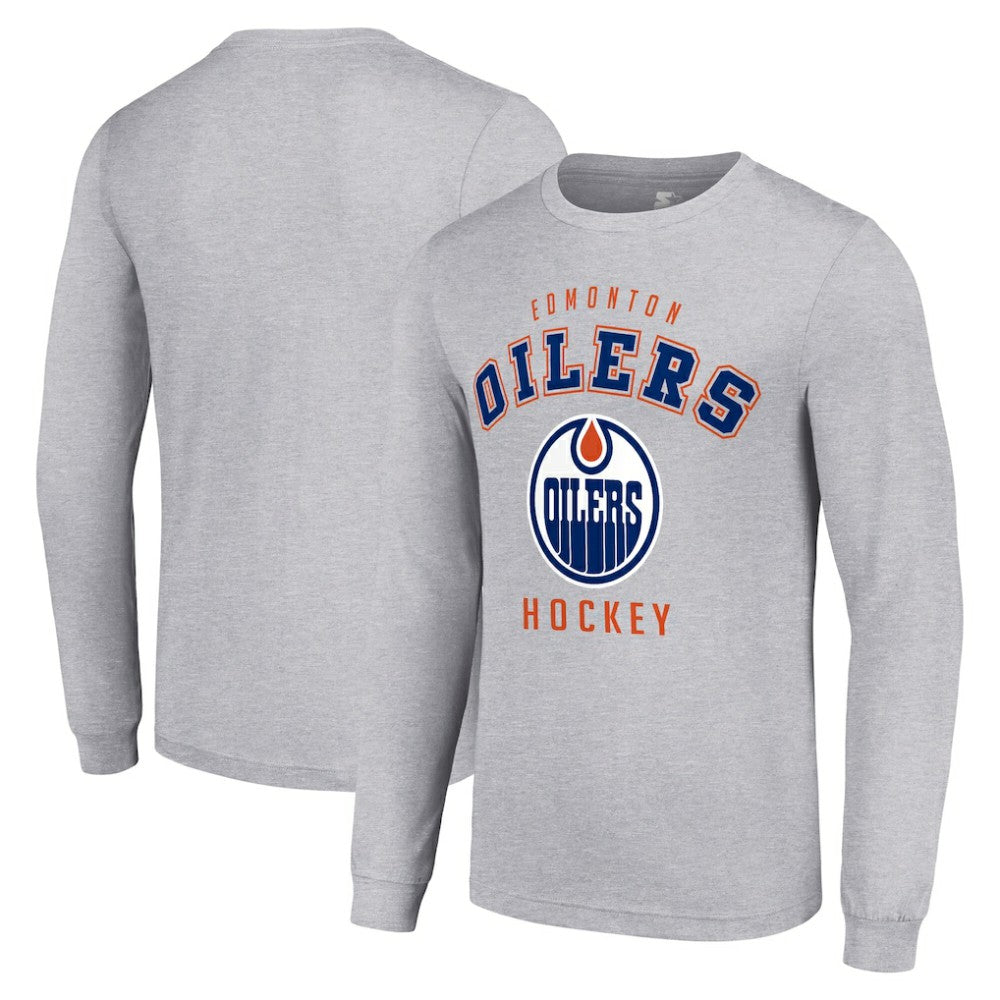 NHL Edmonton Oilers Starter Logo Long Sleeve T-Shirt - Heather Gray