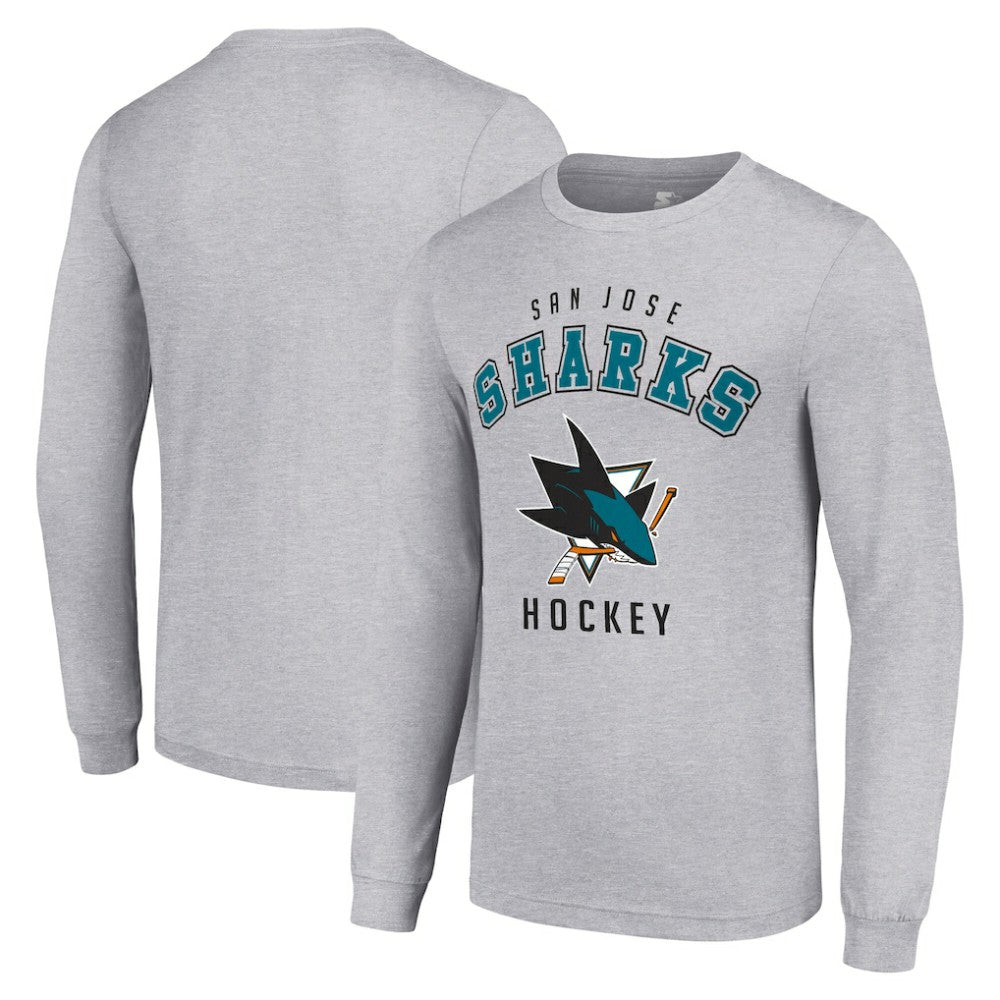 NHL San Jose Sharks Starter Logo Long Sleeve T-Shirt - Heather Gray