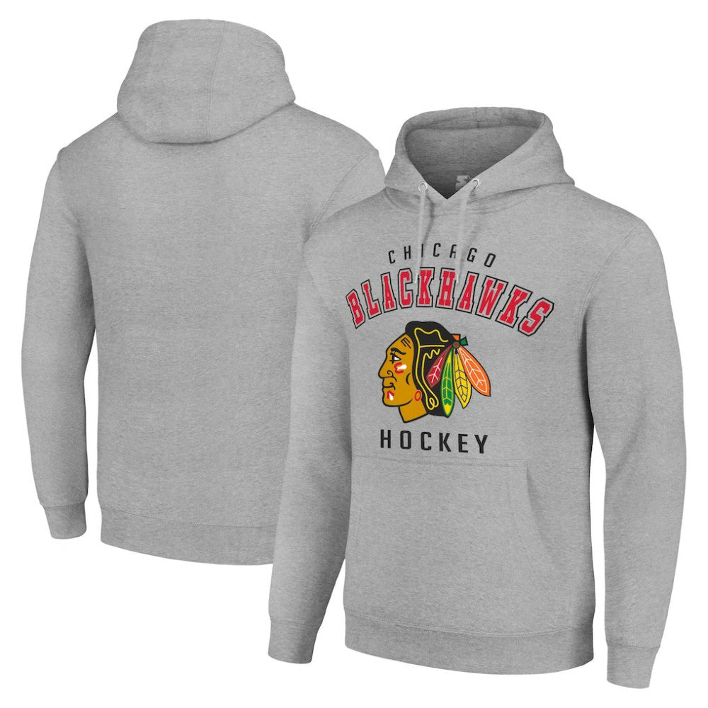 NHL Chicago Blackhawks Starter Logo Pullover Hoodie - Heather Gray